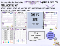 Monthly Planner Kit 4 - APRIL Printable | To Do/Goal Tracker | Gratitude Challenge | Word Search Game | Mood Tracker | Planner/Binder Sizes