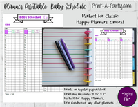 Baby Schedule Tracking Page | Newborn Baby Schedule Log | Classic Happy Planner | Planner Printable