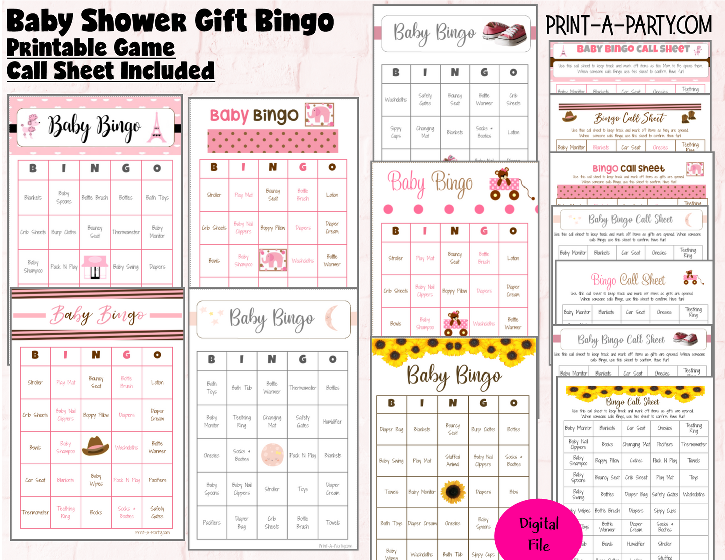 BINGO Baby Shower - Gift Bingo Game - choose your theme and size