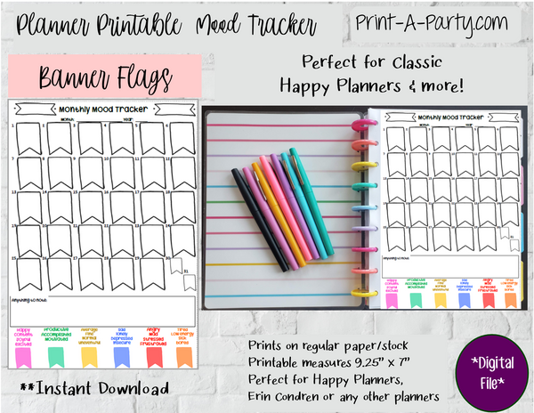 Mood Tracker | Monthly Mood Tracker | Classic Happy Planner | Planner Printable