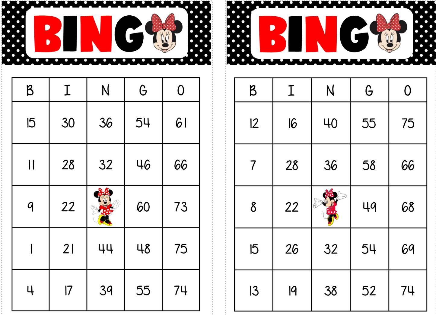 BINGO: Female Mouse | Classrooms | Parties | Birthday | 30, 40, or 50 cards - INSTANT DOWNLOAD