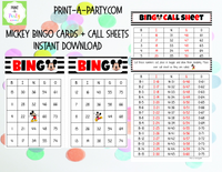 BINGO: Mickey Mouse | Classrooms | Parties | Birthday | 30, 40, or 50 cards - INSTANT DOWNLOAD