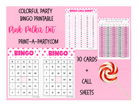 BINGO: Polka Dots | Color Party | Classrooms | Parties | Birthday | 30, 40, or 50 cards - INSTANT DOWNLOAD