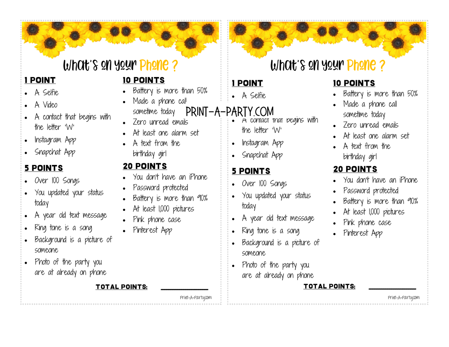 GAMES: SUNFLOWER THEME | Birthday Party Games | Sunflower Party | Sunflower Party Ideas | INSTANT DOWNLOAD