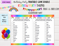 GAME BUNDLE: Birthday Party Game Bundle | Rainbow Theme | Rainbow Party | Rainbow Color Party | INSTANT DOWNLOAD |