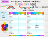GAME BUNDLE: Birthday Party Game Bundle | Rainbow Theme | Rainbow Party | Rainbow Color Party | INSTANT DOWNLOAD |