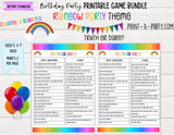 GAME BUNDLE: Birthday Party Game Bundle | Rainbow Theme | Rainbow Party | Rainbow Color Party | INSTANT DOWNLOAD |