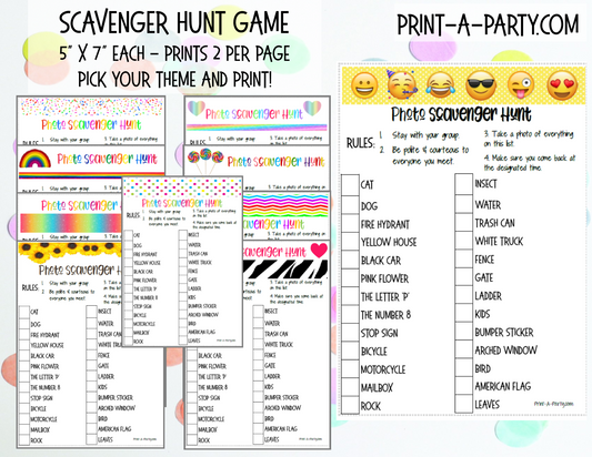 SCAVENGER HUNT GAME - INSTANT DOWNLOAD - Great for Tween/Teen parties
