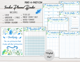 PLANNER: Teacher Planner | Gradebook | Binder Pages | Blue Floral Design