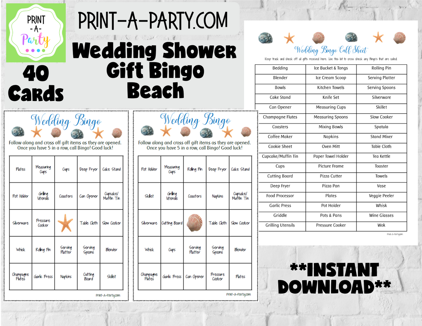 BINGO | Bridal Wedding Shower Gift Bingo Game | Prefilled Bridal or Wedding Shower Bingo Cards | Same Sex Wedding Shower Activities