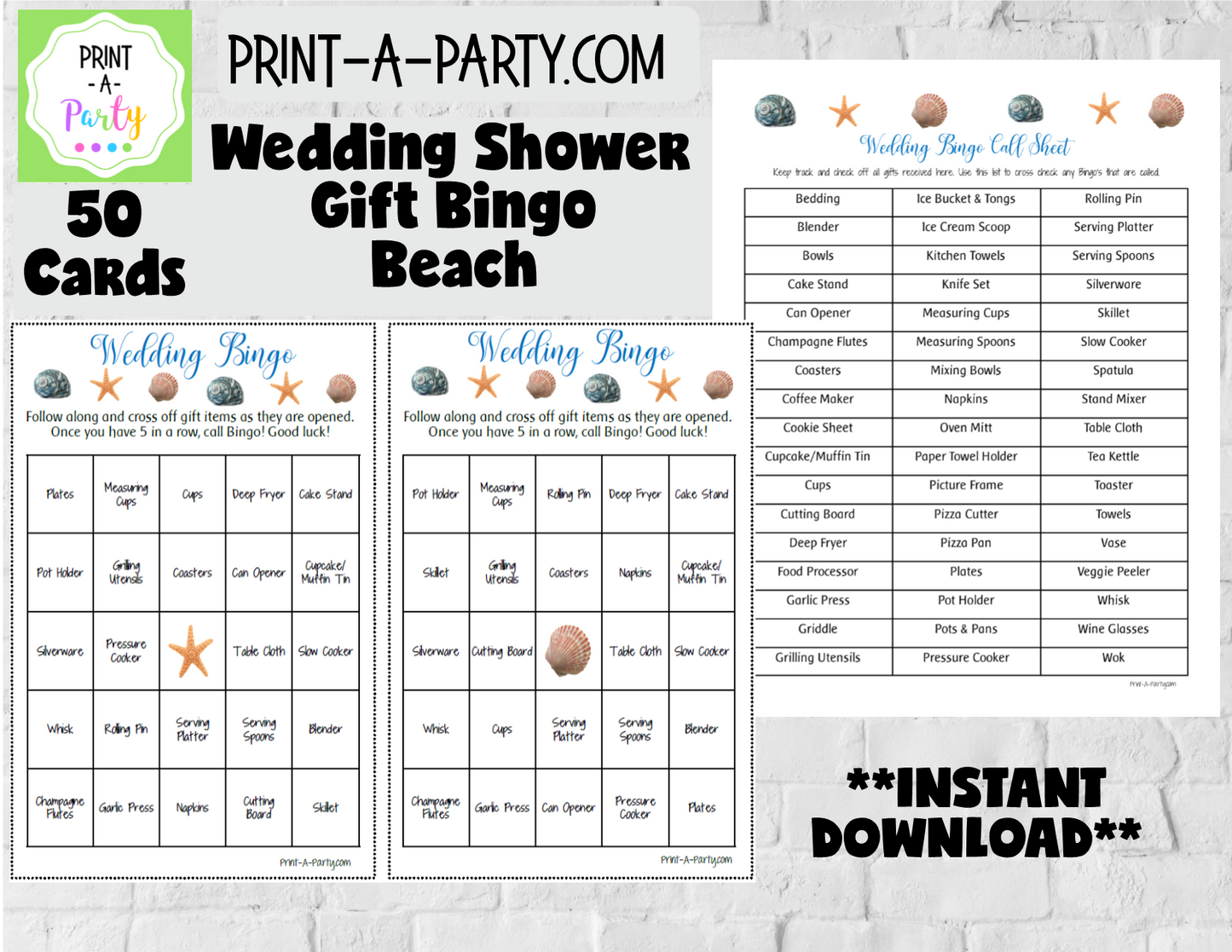 BINGO | Bridal Wedding Shower Gift Bingo Game | Prefilled Bridal or Wedding Shower Bingo Cards | Same Sex Wedding Shower Activities