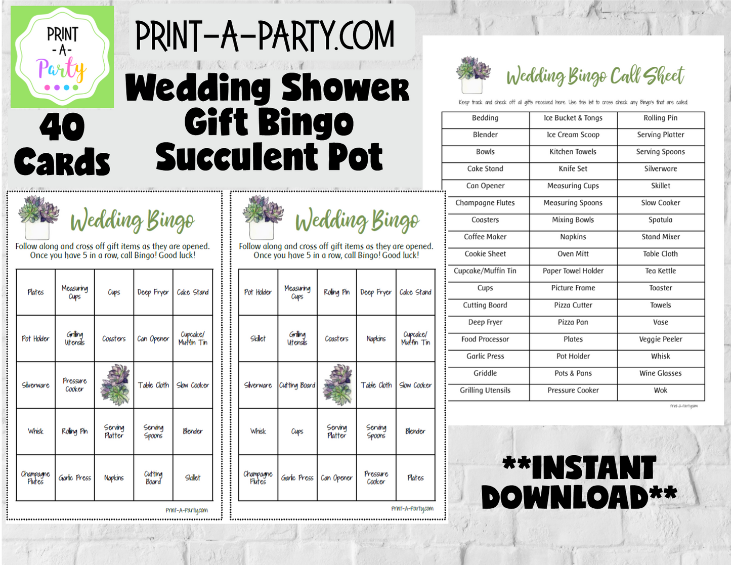 BINGO | Bridal Wedding Shower Gift Bingo Game | Prefilled Bridal or Wedding Shower Bingo Cards | Same Sex Wedding Shower Activities