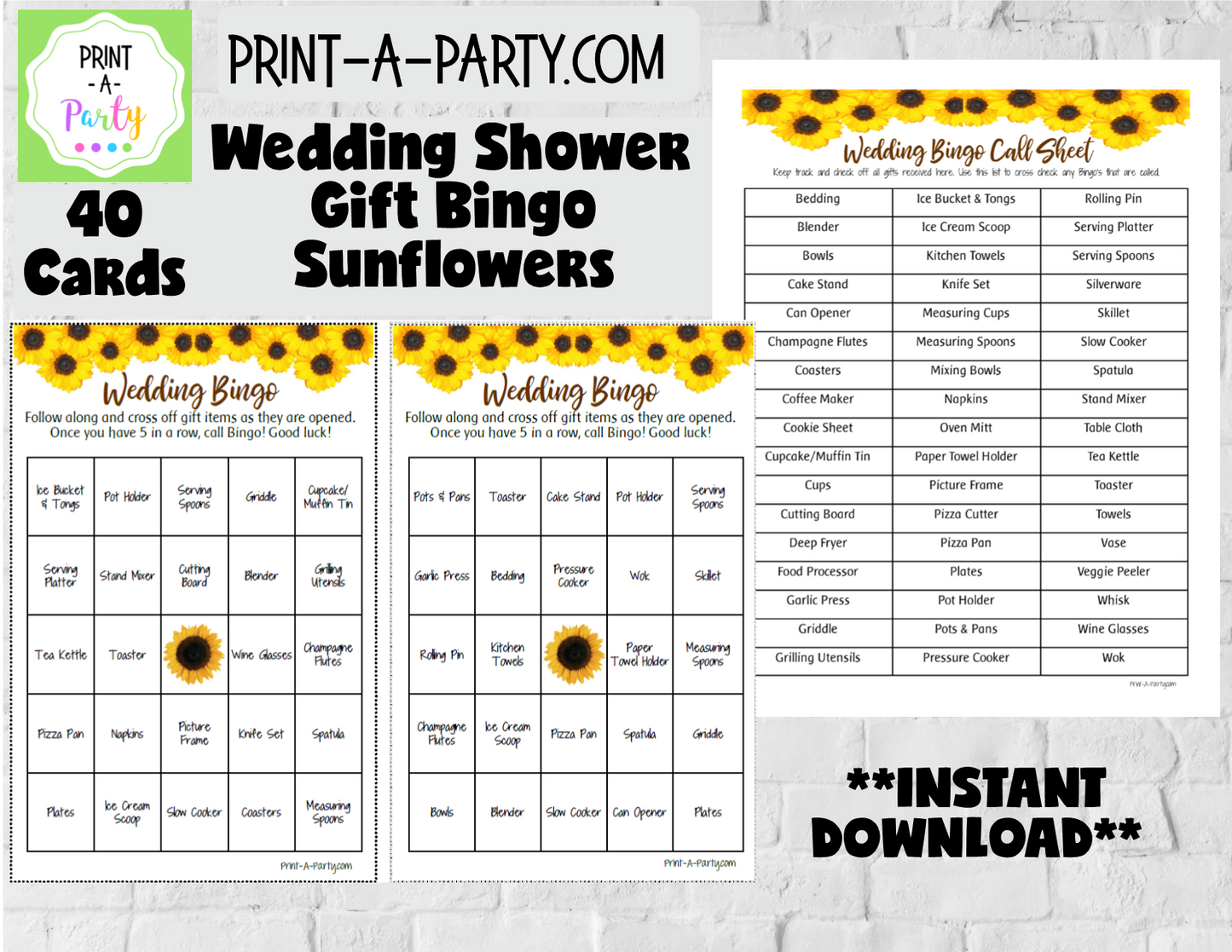 BINGO | Bridal Wedding Shower Gift Bingo Game | Prefilled Bridal or Wedding Shower Bingo Cards | Same Sex Wedding Shower Activities