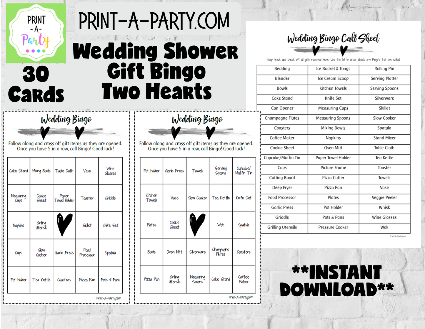 BINGO | Bridal Wedding Shower Gift Bingo Game | Prefilled Bridal or Wedding Shower Bingo Cards | Same Sex Wedding Shower Activities