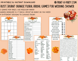GAME BUNDLE: Bridal Shower Games| Burnt Orange Wedding Florals | Rust Colored Wedding Theme | Rust Florals | Rust Wedding