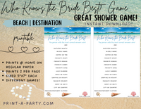 GAME BUNDLE:  Bridal Shower Game Bundle | Beach Wedding | Destination Wedding | Printable
