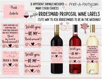 WINE LABELS: Bridesmaid Proposal | Wedding Party Ask | Will You Be My Bridesmaid? | INSTANT DOWNLOAD | Printable