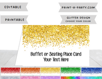 DIY Printable or Editable Buffet Food Label Cards or Seating Place Cards | GLITTER Theme Designs | Place Card Signs | Buffet Labels | Food Labels | Party Labels | Birthdays | Weddings | Showers | Babies
