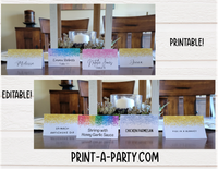 DIY Printable or Editable Buffet Food Label Cards or Seating Place Cards | GLITTER Theme Designs | Place Card Signs | Buffet Labels | Food Labels | Party Labels | Birthdays | Weddings | Showers | Babies