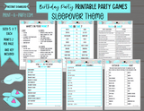 GAME BUNDLE: Birthday Party Game Bundle | Sleepover Theme | Slumber Party | Blue Party Theme | INSTANT DOWNLOAD |