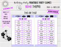 GAME BUNDLE: Birthday Party Game Bundle | Boho Theme | Boho Chic Party | Bohemian Aethestic | Party Games | INSTANT DOWNLOAD |