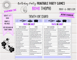 GAME BUNDLE: Birthday Party Game Bundle | Boho Theme | Boho Chic Party | Bohemian Aethestic | Party Games | INSTANT DOWNLOAD |