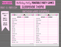 GAME BUNDLE: Birthday Party Game Bundle | Sleepover Theme | Slumber Party | Pink Party Theme | INSTANT DOWNLOAD |