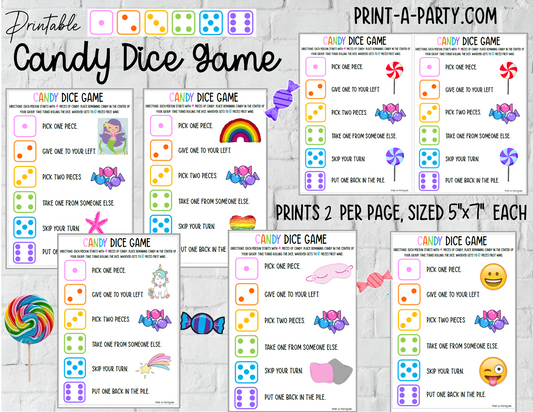 CANDY DICE GAME | Birthday Games | Fun Activities | Sleepover Slumber Party | Party Games | Fun Activity | INSTANT DOWNLOAD