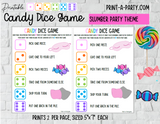 CANDY DICE GAME | Birthday Games | Fun Activities | Sleepover Slumber Party | Party Games | Fun Activity | INSTANT DOWNLOAD