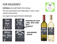 WINE LABELS: Realtors | Real Estate Closing Gift Wine or Gift Labels - Editable - INSTANT DOWNLOAD