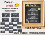 TACO BAR Setup | Make your own Tacos Sign | Taco Bar Labels | DIY Taco Bar | 4th of July | Summer Parties | Birthdays | Backyard Parties | Weddings | Showers