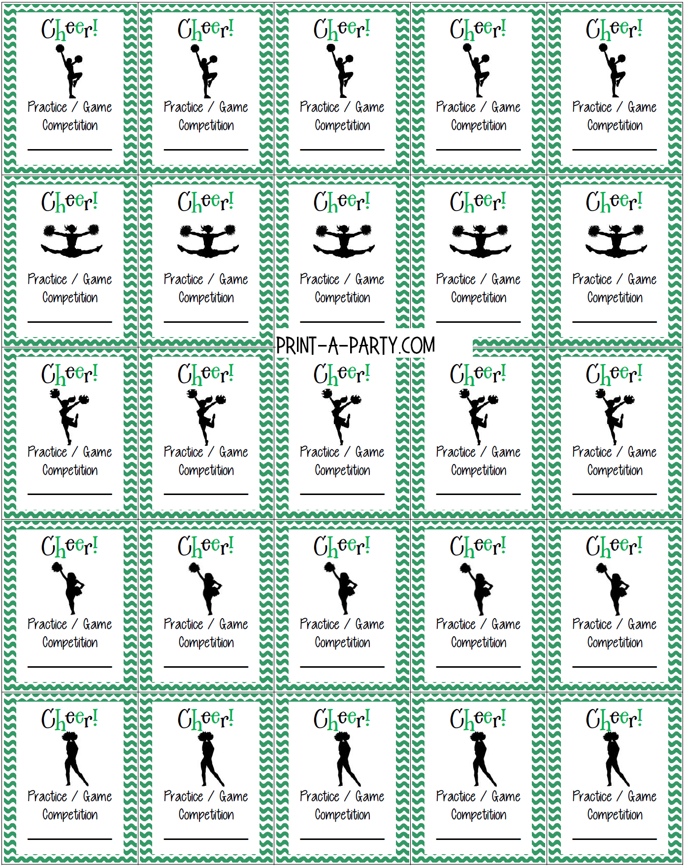 PLANNER STICKERS:  Cheerleading | Activity Boxes | Sports | INSTANT DOWNLOAD Fits a variety of planners!