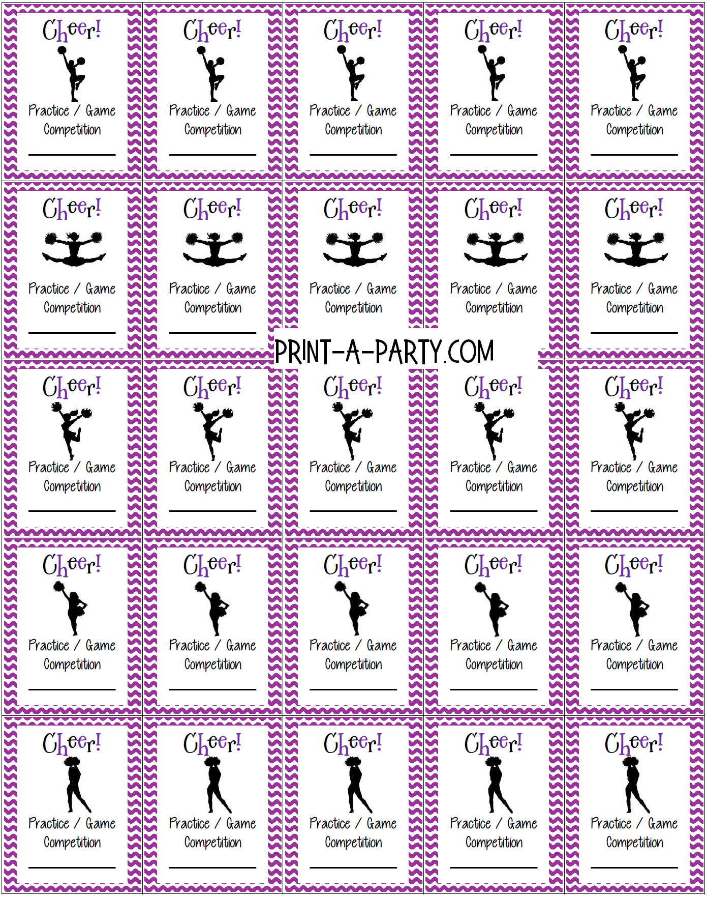 PLANNER STICKERS:  Cheerleading | Activity Boxes | Sports | INSTANT DOWNLOAD Fits a variety of planners!