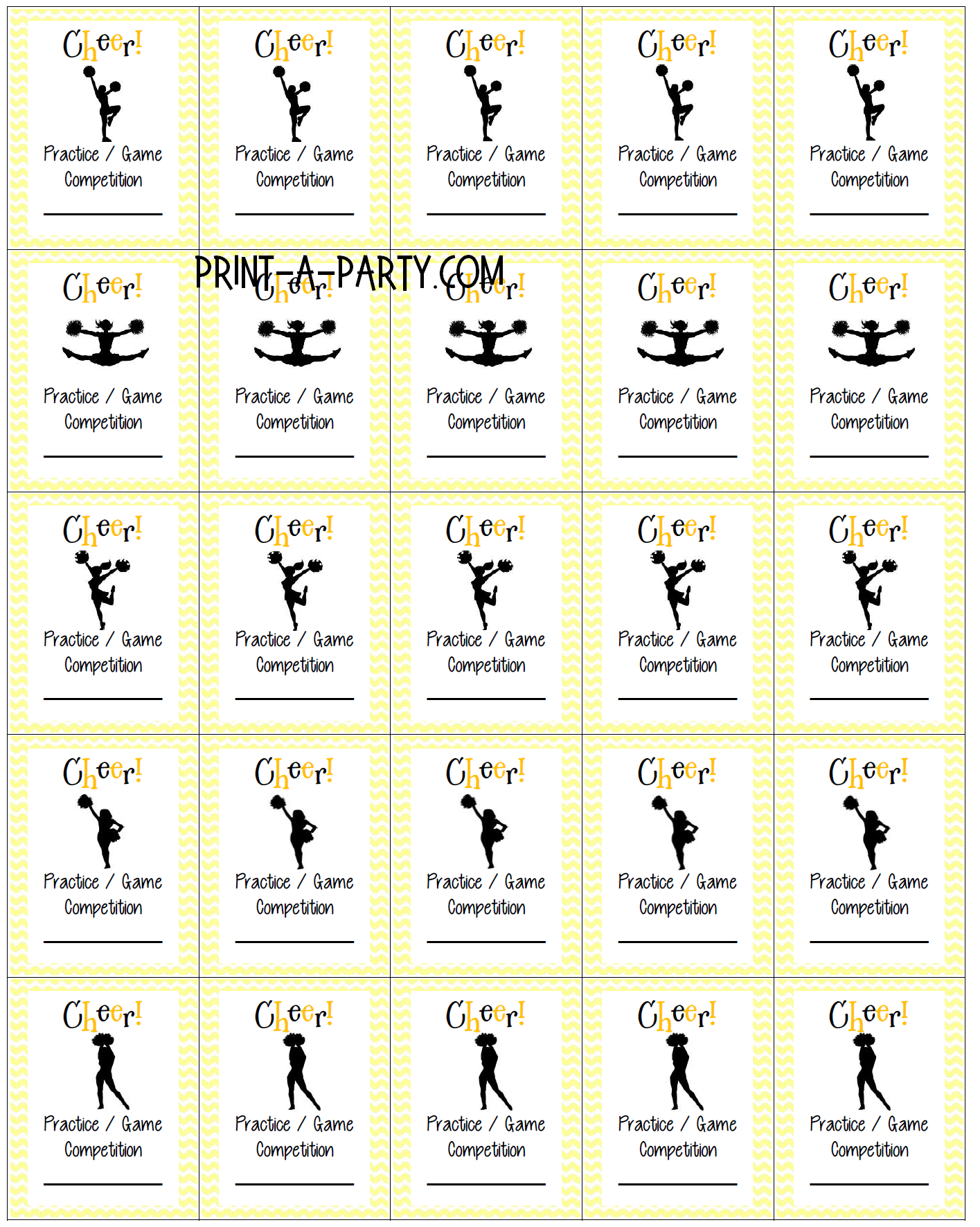 PLANNER STICKERS:  Cheerleading | Activity Boxes | Sports | INSTANT DOWNLOAD Fits a variety of planners!