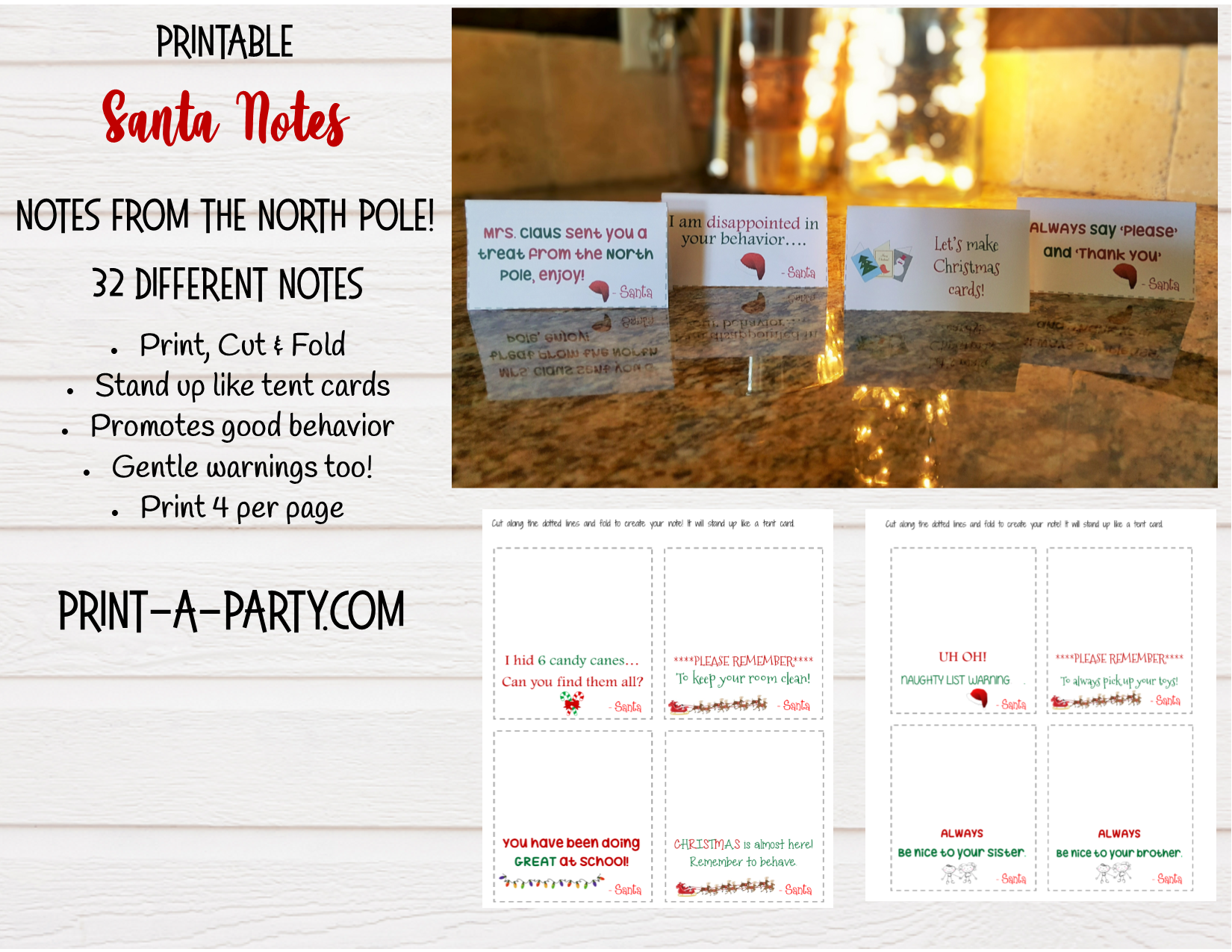 Printable Santa Mini Notes - Notes from the North Pole - 32 different ...