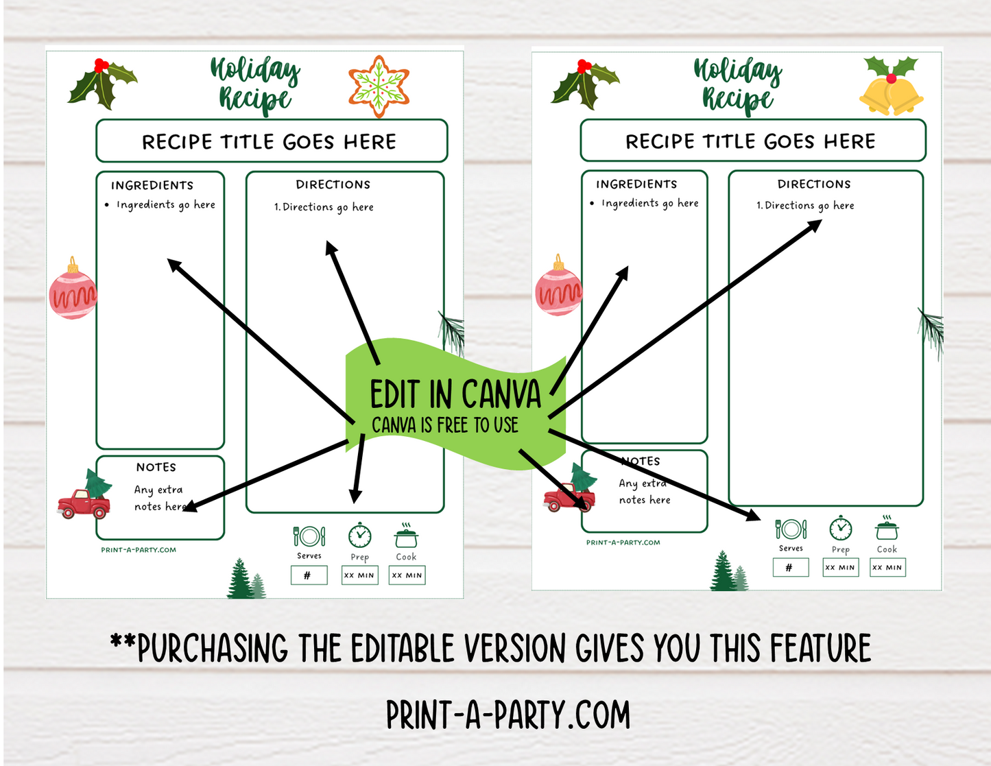 DIY Cookbook | CHRISTMAS Recipe Collection | PRINTABLE OR EDITABLE | Planner  | Meal Plan | Planner Recipes | Binder Recipes