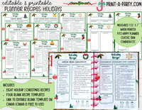 DIY Cookbook | CHRISTMAS Recipe Collection | Printable or Editable | Planner  | Meal Plan | Planner Recipes | Binder Recipes