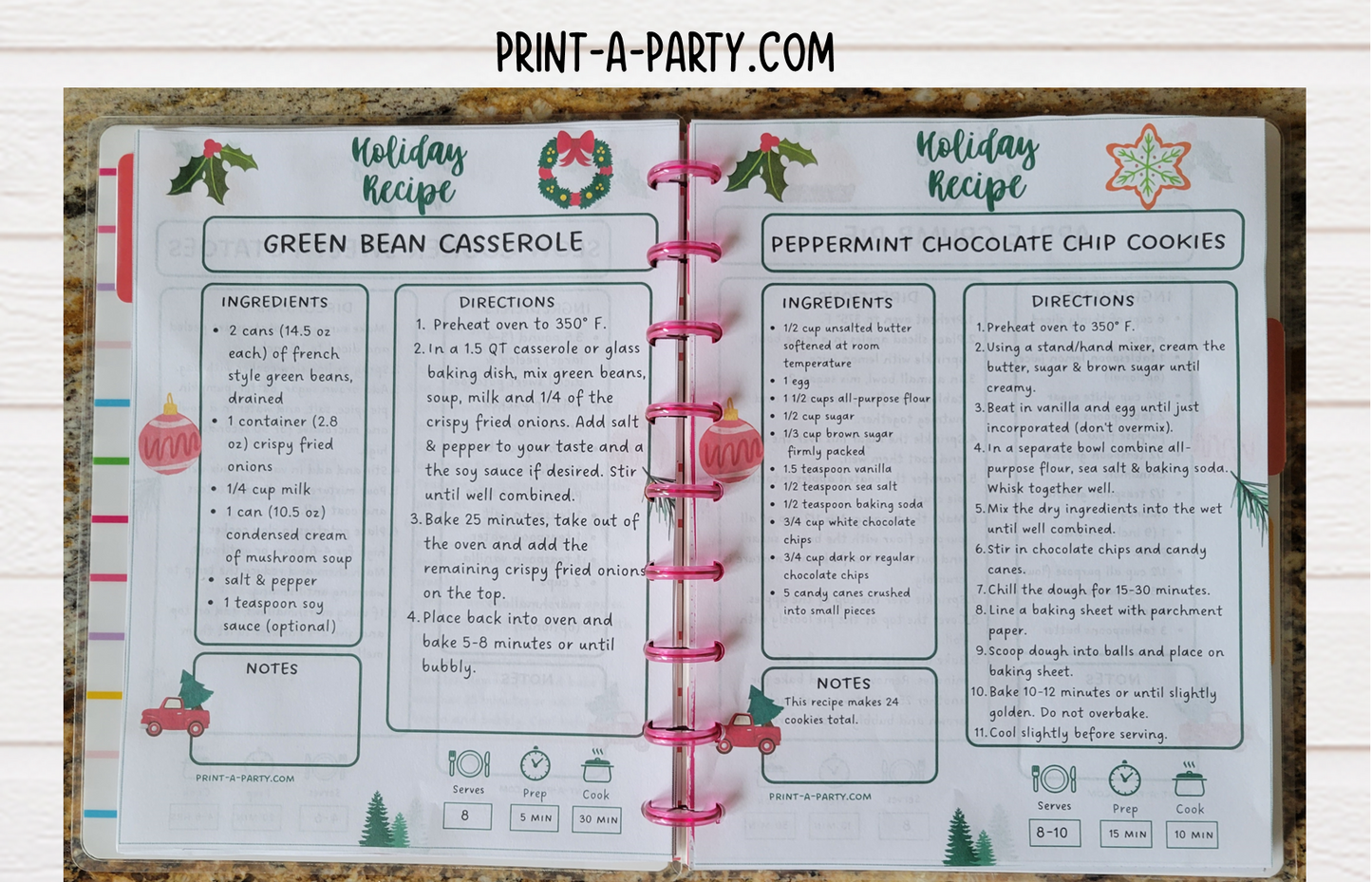 DIY Cookbook | CHRISTMAS Recipe Collection | PRINTABLE OR EDITABLE | Planner  | Meal Plan | Planner Recipes | Binder Recipes