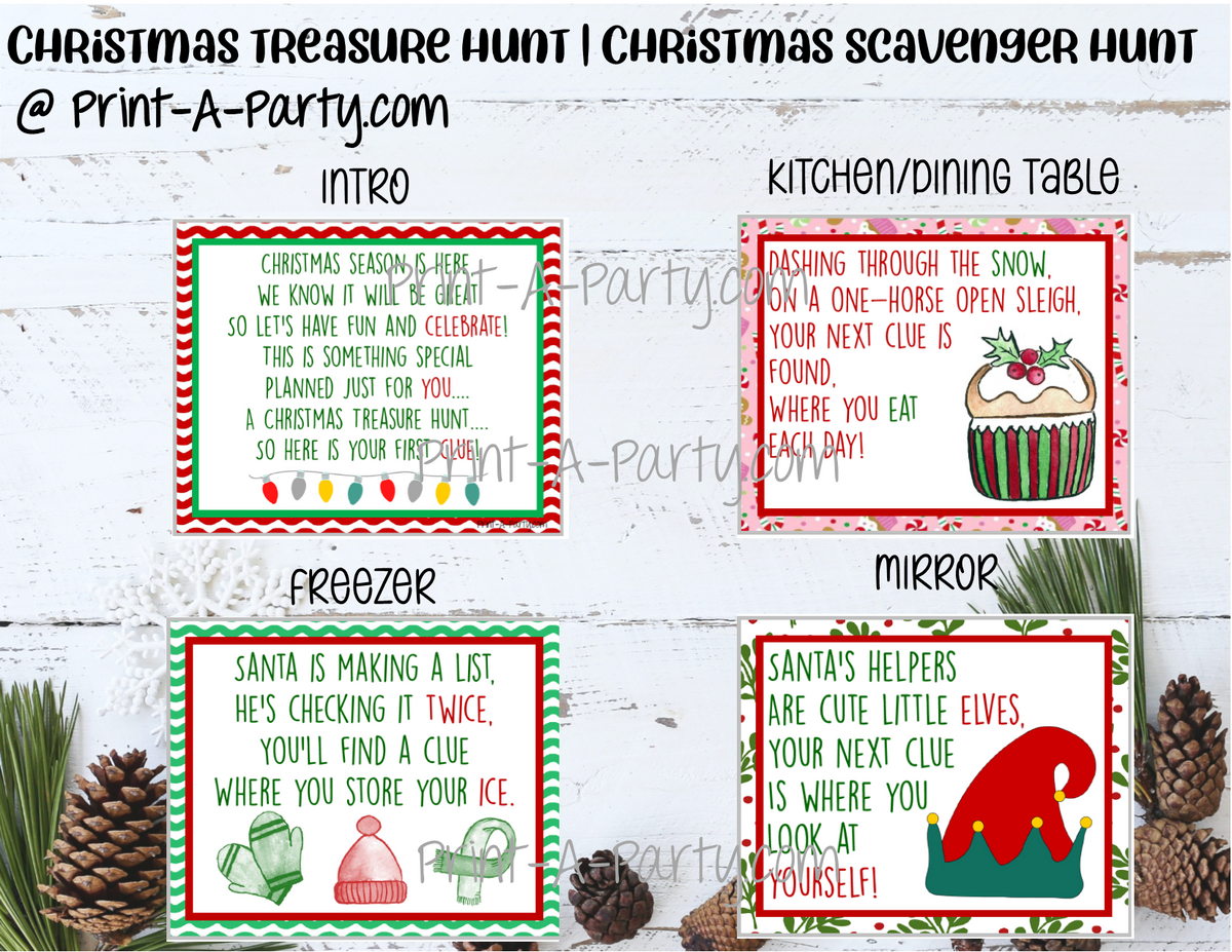 CHRISTMAS TREASURE HUNT | Christmas Scavenger Hunt | Christmas Printab ...