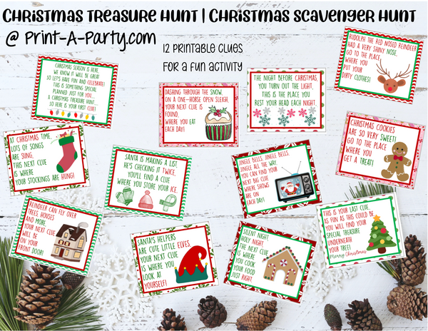 CHRISTMAS TREASURE HUNT | Christmas Scavenger Hunt | Christmas Printables | Christmas Activity | Kids Christmas | Christmas Gift Tags - INSTANT DOWNLOAD