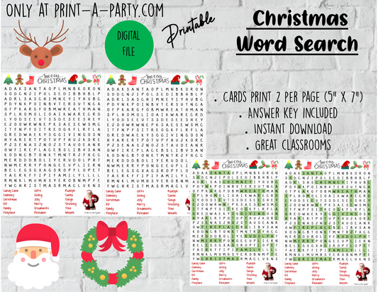 WORD SEARCH: Christmas | Christmas Game | Holiday Activities | Classrooms | Parties | Stocking Stuffer