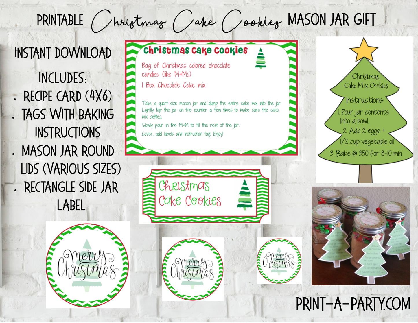 MASON JAR COOKIE GIFT: Christmas Cake Cookies in a Mason Jar | Cookies in a jar gift | Mason Jar Gift Idea | Christmas Gift Idea