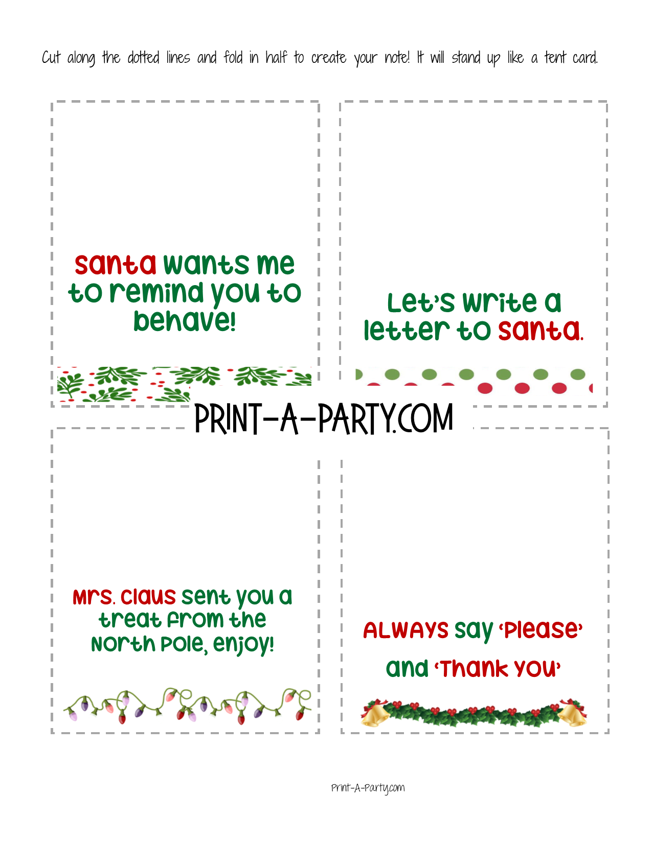 ELF NOTE CARDS | 32 Elf Notes | Christmas | Elf Note Tent Cards | Christmas Behavior | Christmas Activities