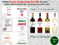 WINE LABELS: Christmas Sarcastic Holiday - Gifts, Wine Baskets - INSTANT DOWNLOAD