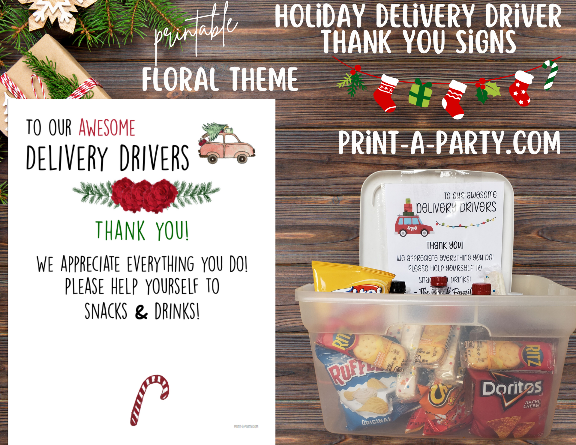 delivery driver holiday thank you sign printable – snack station