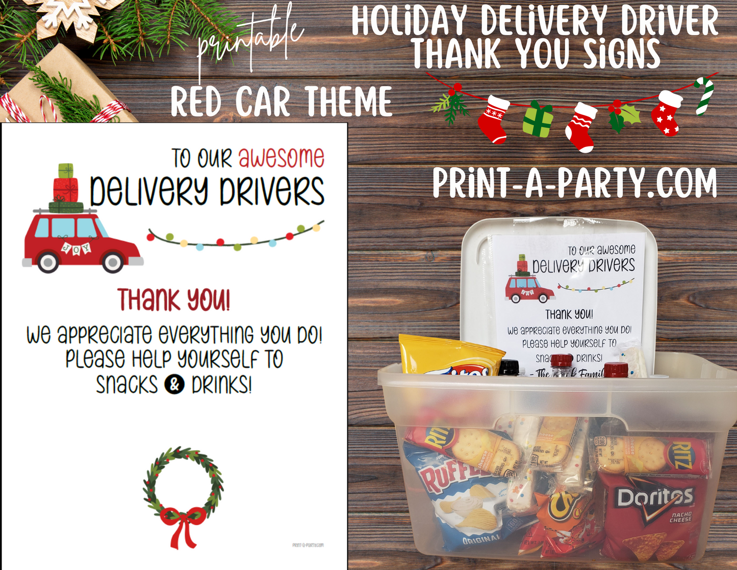 Delivery Driver Thank You Appreciation Snack & Drink Signs | UPS | Fed Ex | USPS Mailman | Amazon | Holiday Deliveries