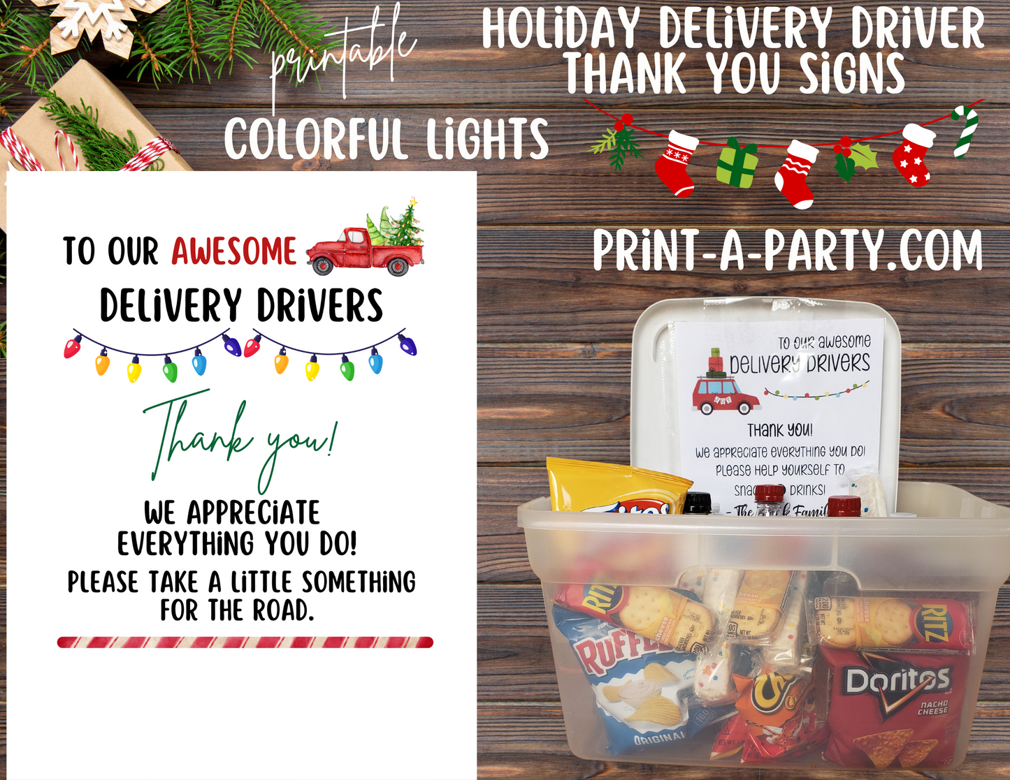 Delivery Driver Thank You Appreciation Snack & Drink Signs | UPS | Fed Ex | USPS Mailman | Amazon | Holiday Deliveries