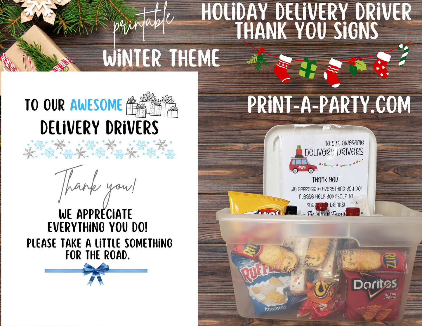 Delivery Driver Thank You Appreciation Snack & Drink Signs | UPS | Fed Ex | USPS Mailman | Amazon | Holiday Deliveries