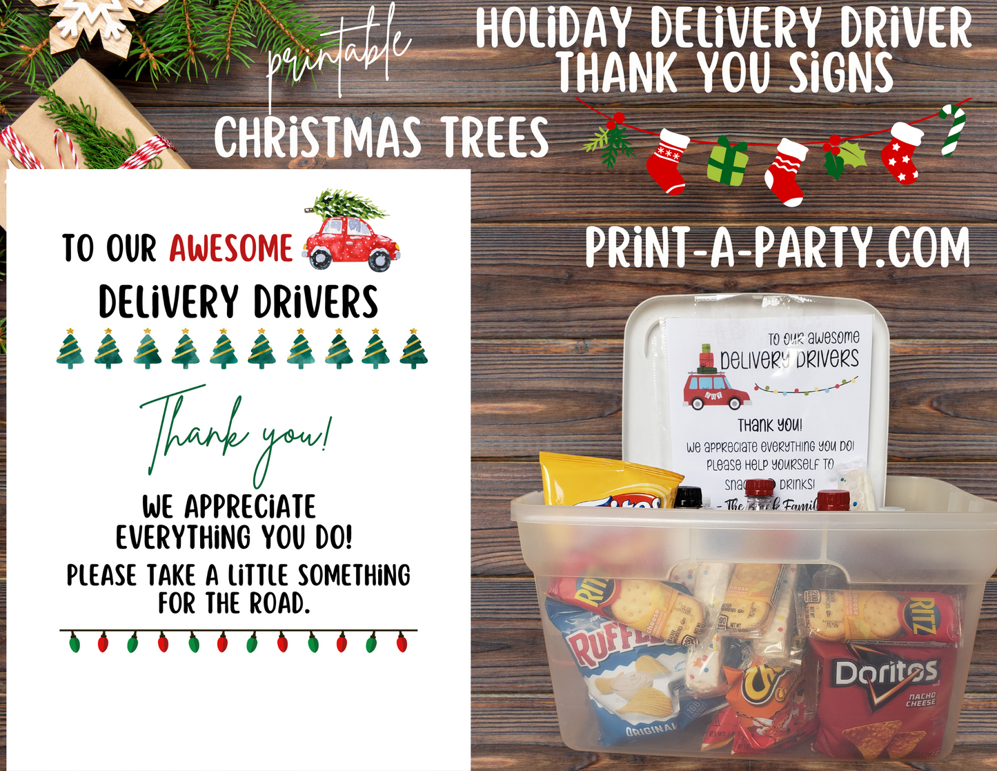 Delivery Driver Thank You Appreciation Snack & Drink Signs | UPS | Fed Ex | USPS Mailman | Amazon | Holiday Deliveries