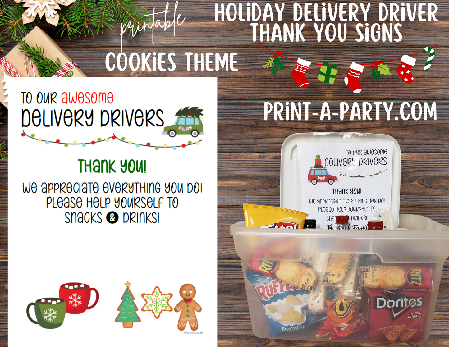 Delivery Driver Thank You Appreciation Snack & Drink Signs | UPS | Fed Ex | USPS Mailman | Amazon | Holiday Deliveries